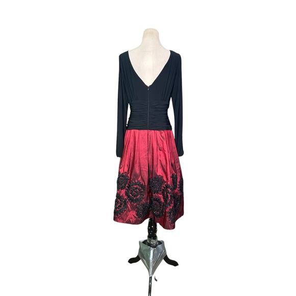 S.L. Fashions Stretch Jersey Bodice Jacquard Floral Print Dress Size 6 - Picture 11 of 15